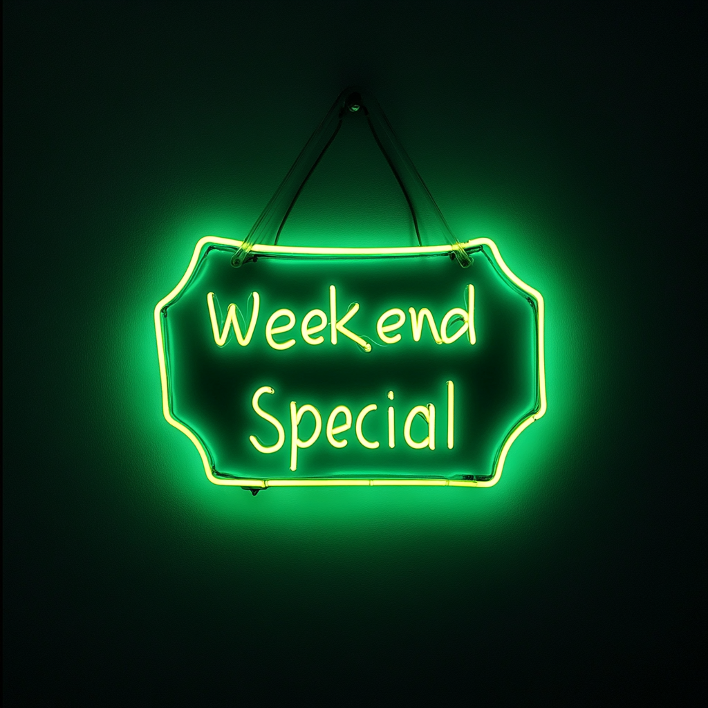 "Weekend Special" - Green Neon Sign, 18 Inches
