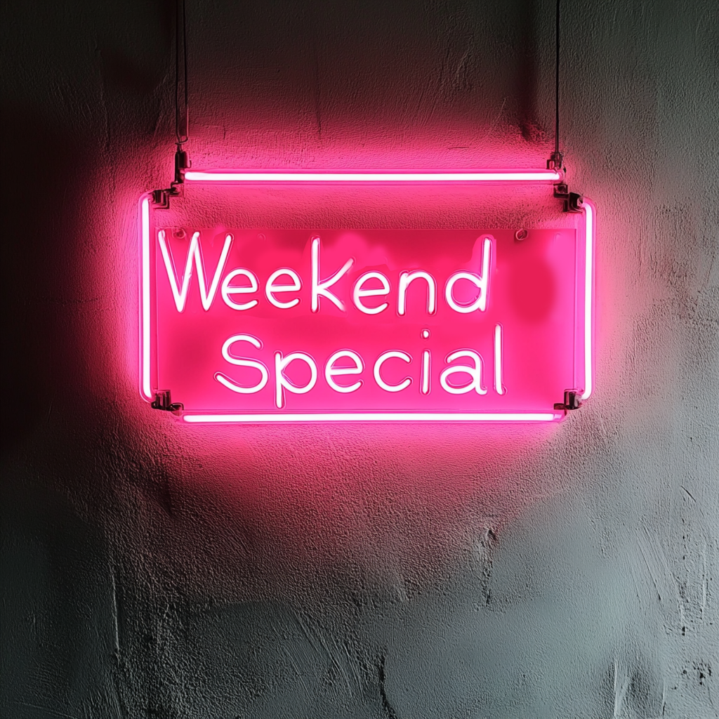 "Weekend Special" - Pink Neon Sign, 18 Inches