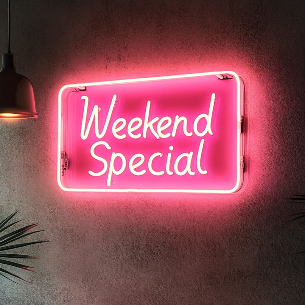 "Weekend Special" - Pink Neon Sign, 18 Inches