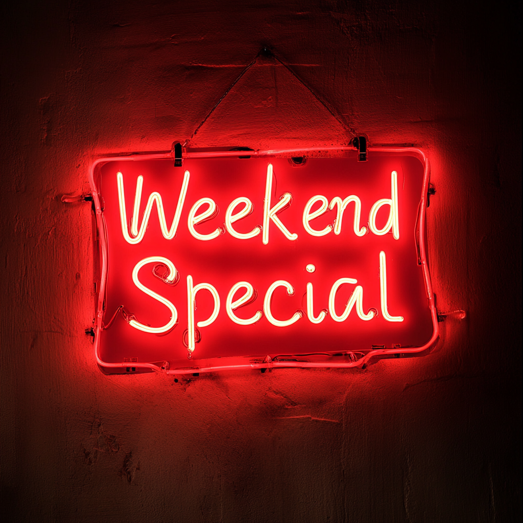 "Weekend Special" - Red Neon Sign, 18 Inches