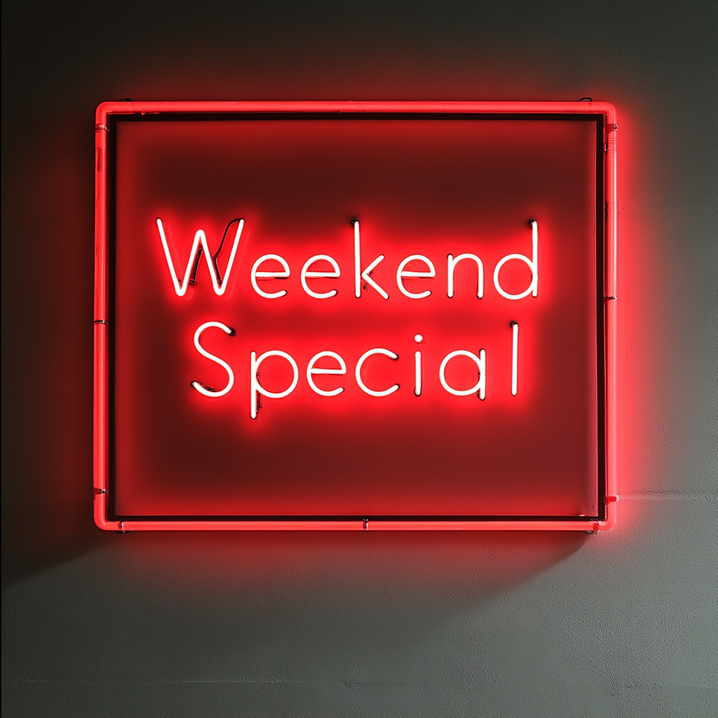 "Weekend Special" - Red Neon Sign, 18 Inches