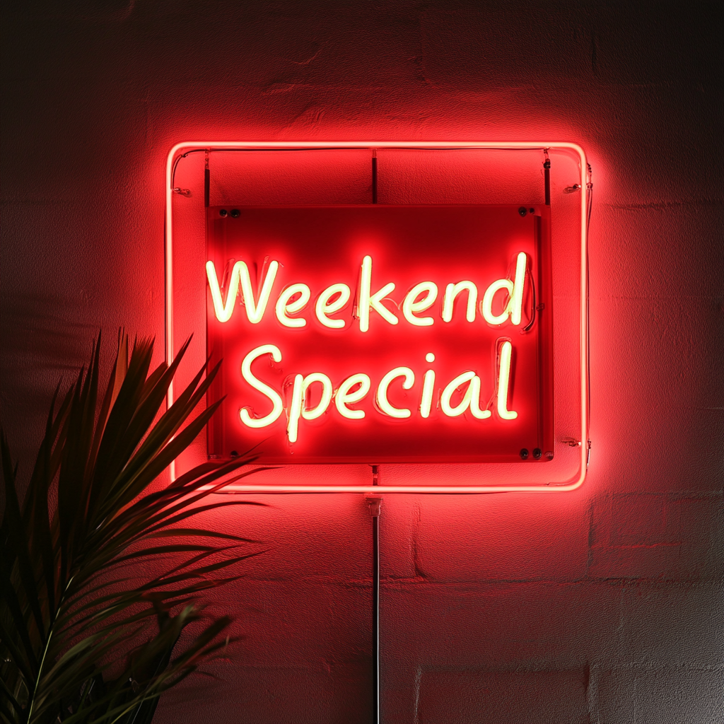 "Weekend Special" - Red Neon Sign, 18 Inches