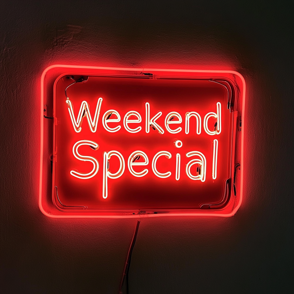 "Weekend Special" - Red Neon Sign, 18 Inches