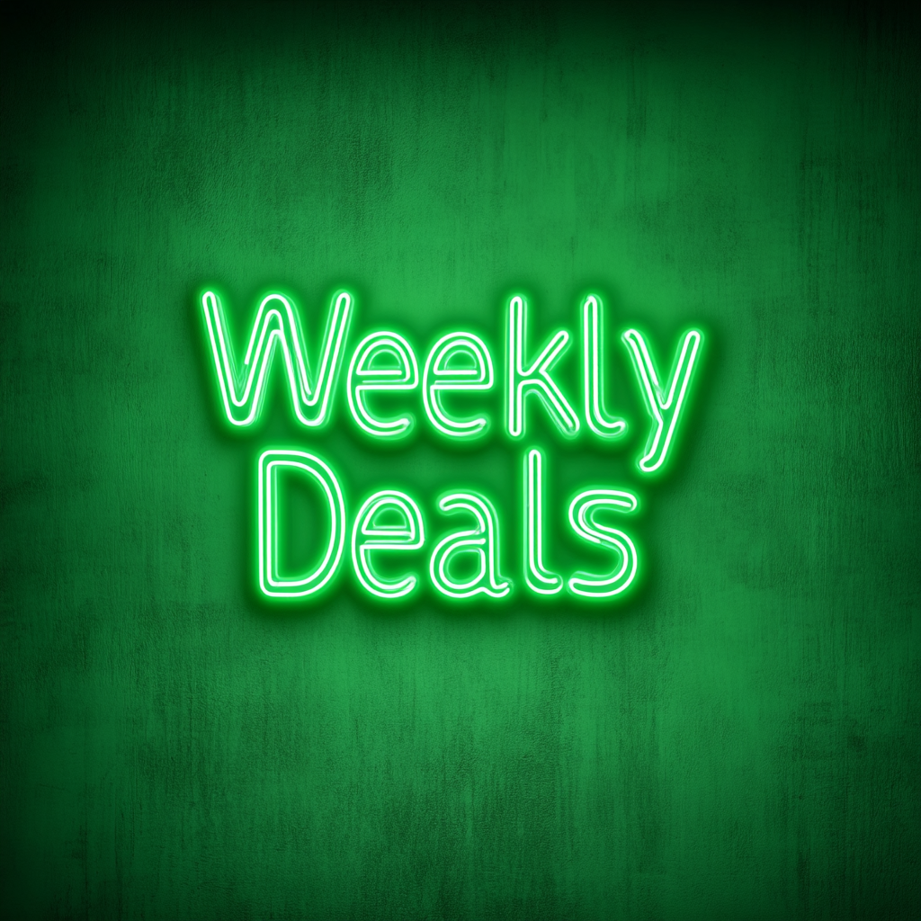 "Weekly Deals" - Green Neon Sign, 24 Inches