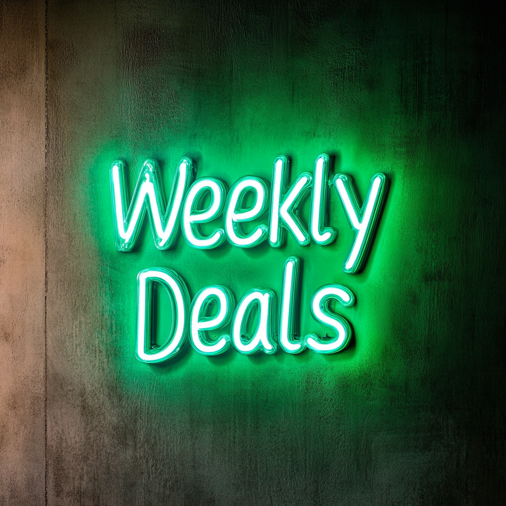 "Weekly Deals" - Green Neon Sign, 24 Inches