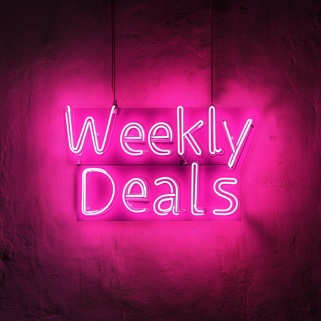 "Weekly Deals" - Pink Neon Sign, 18 Inches