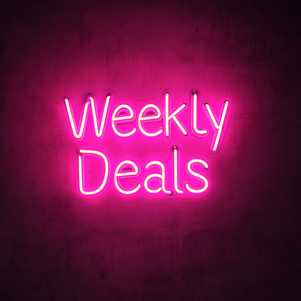 "Weekly Deals" - Pink Neon Sign, 18 Inches