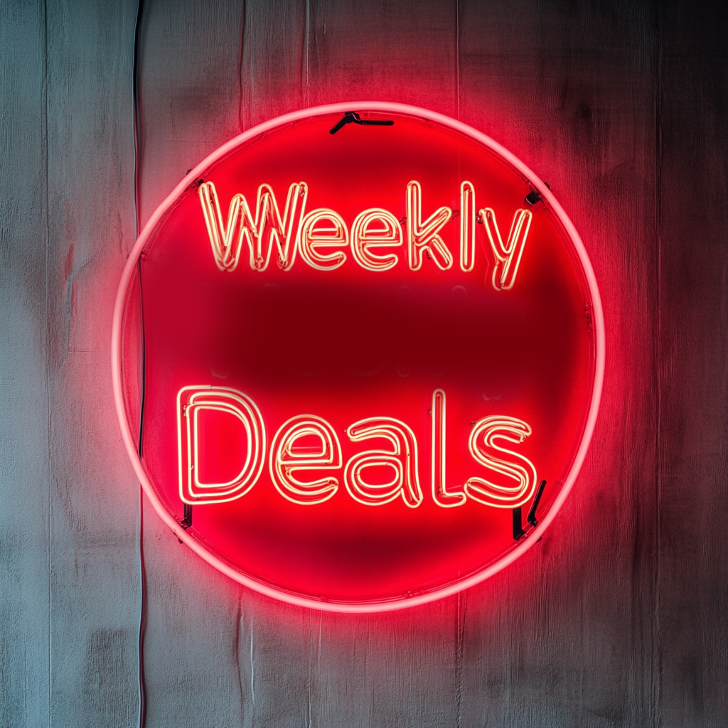 "Weekly Deals" - Red Neon Sign, 24 Inches