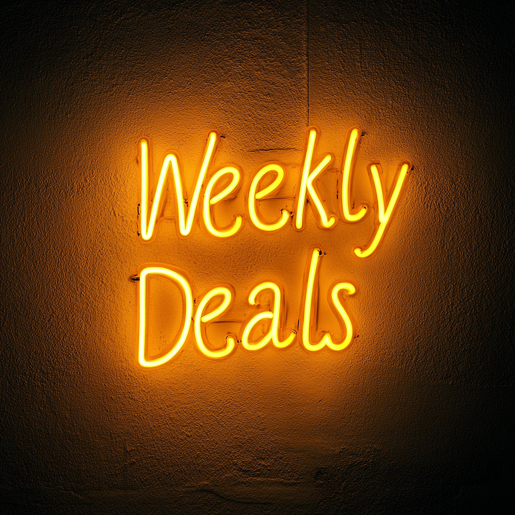 "Weekly Deals" - Yellow Neon Sign, 18 Inches