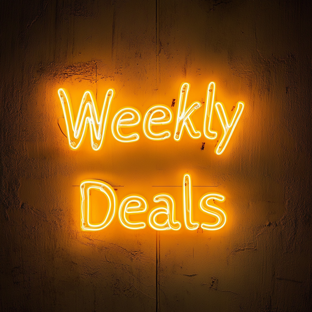 "Weekly Deals" - Yellow Neon Sign, 24 Inches