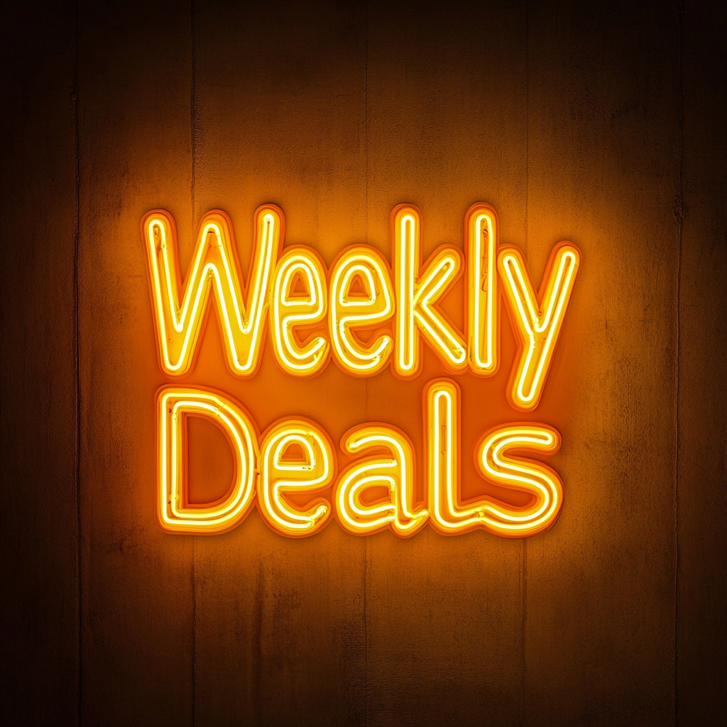 "Weekly Deals" - Yellow Neon Sign, 24 Inches