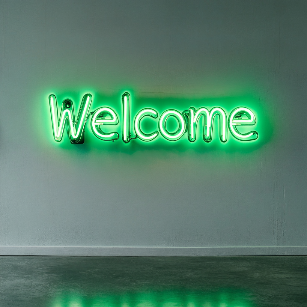 Welcome - Green Neon Sign, 18 Inches