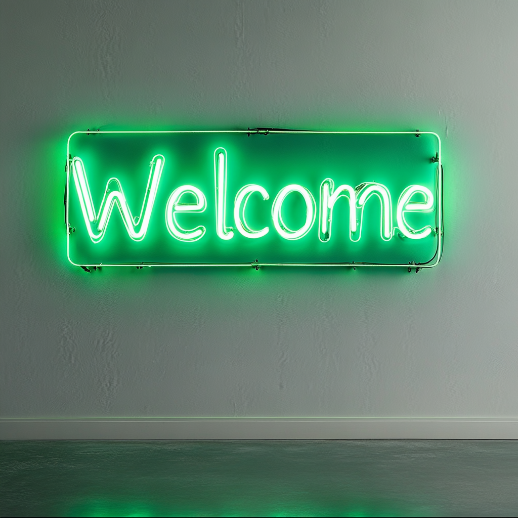 Welcome - Green Neon Sign, 18 Inches