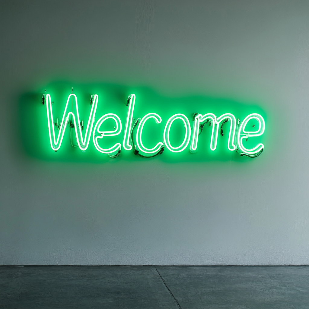 Welcome - Green Neon Sign, 18 Inches