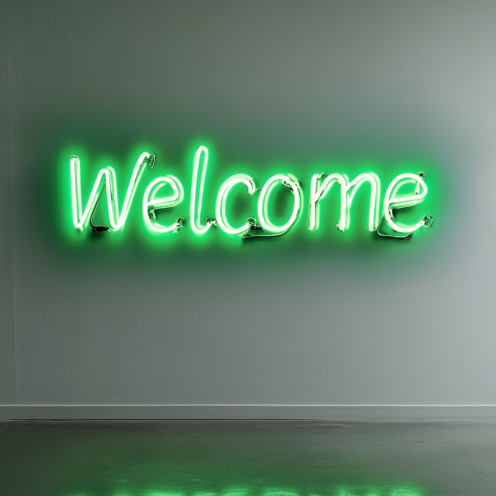 Welcome - Green Neon Sign, 18 Inches