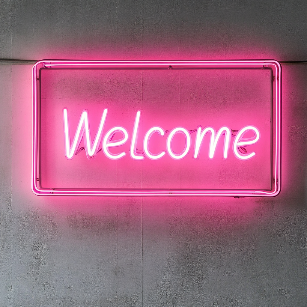 Welcome - Pink Neon Sign, 18 Inches