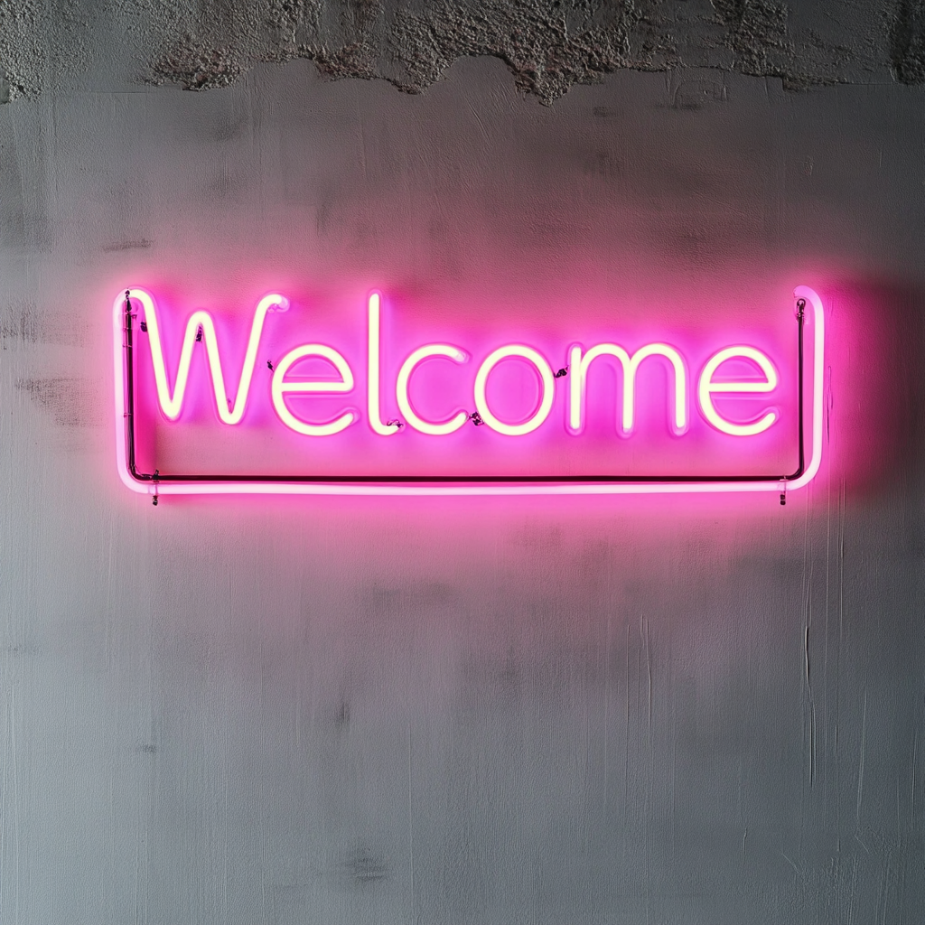 Welcome - Pink Neon Sign, 18 Inches