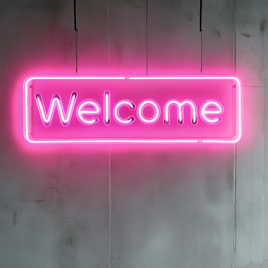 Welcome - Pink Neon Sign, 18 Inches