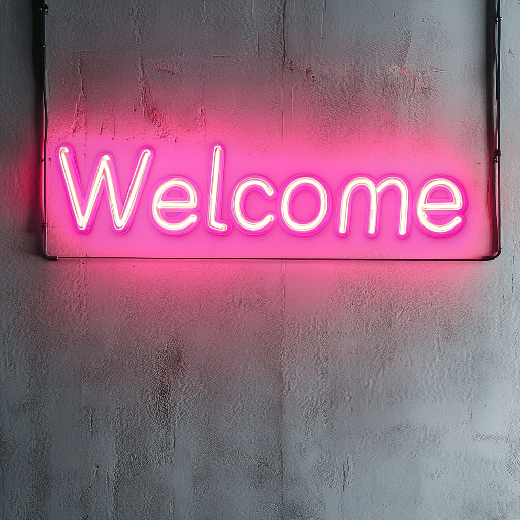 Welcome - Pink Neon Sign, 18 Inches