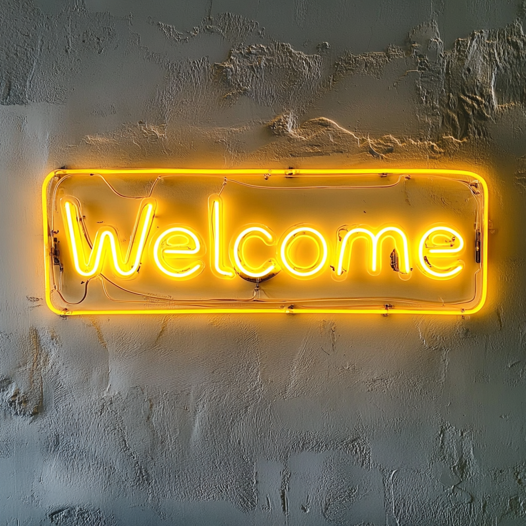 Welcome - Yellow Neon Sign, 18 Inches