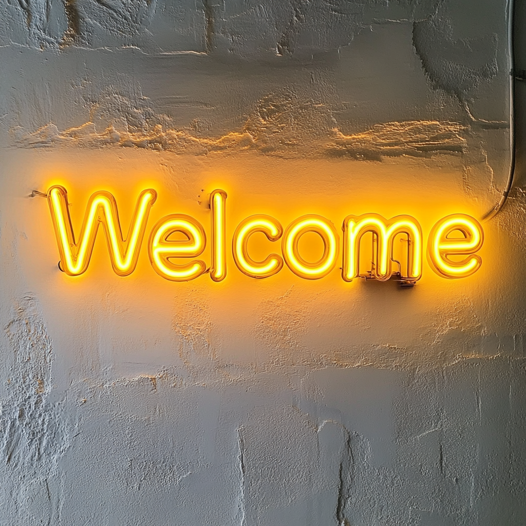 Welcome - Yellow Neon Sign, 18 Inches