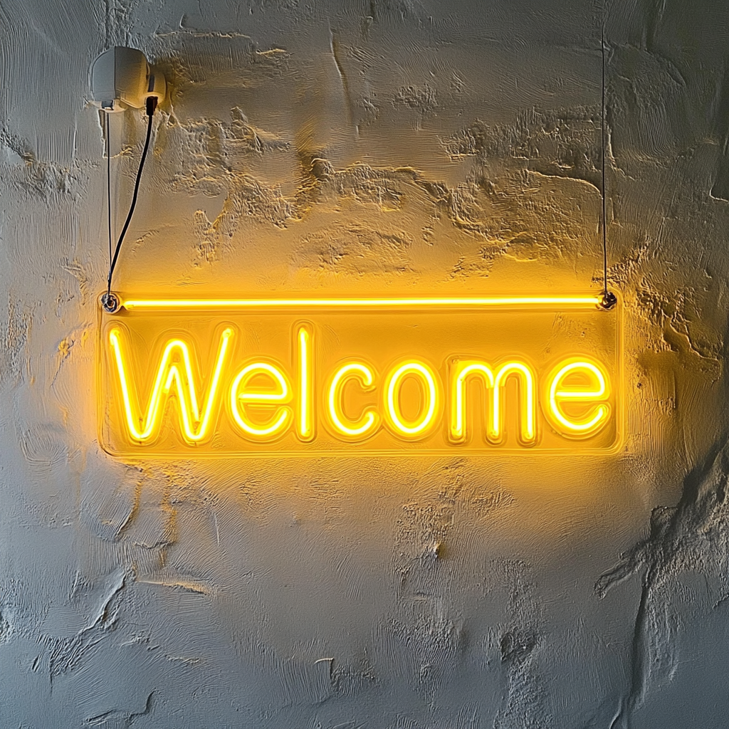 Welcome - Yellow Neon Sign, 18 Inches