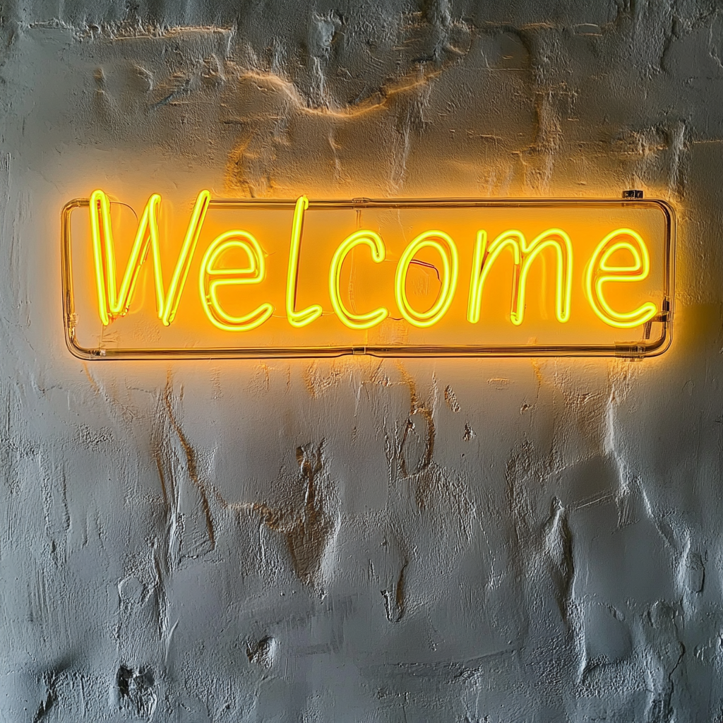 Welcome - Yellow Neon Sign, 18 Inches