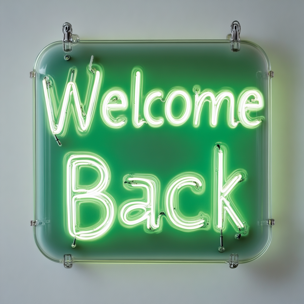 Welcome Back - Green Neon Sign, 18 Inches