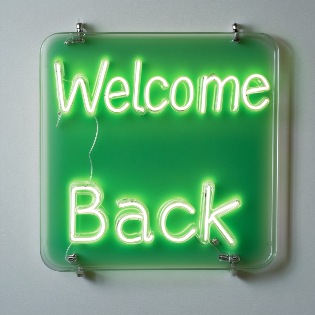 Welcome Back - Green Neon Sign, 18 Inches