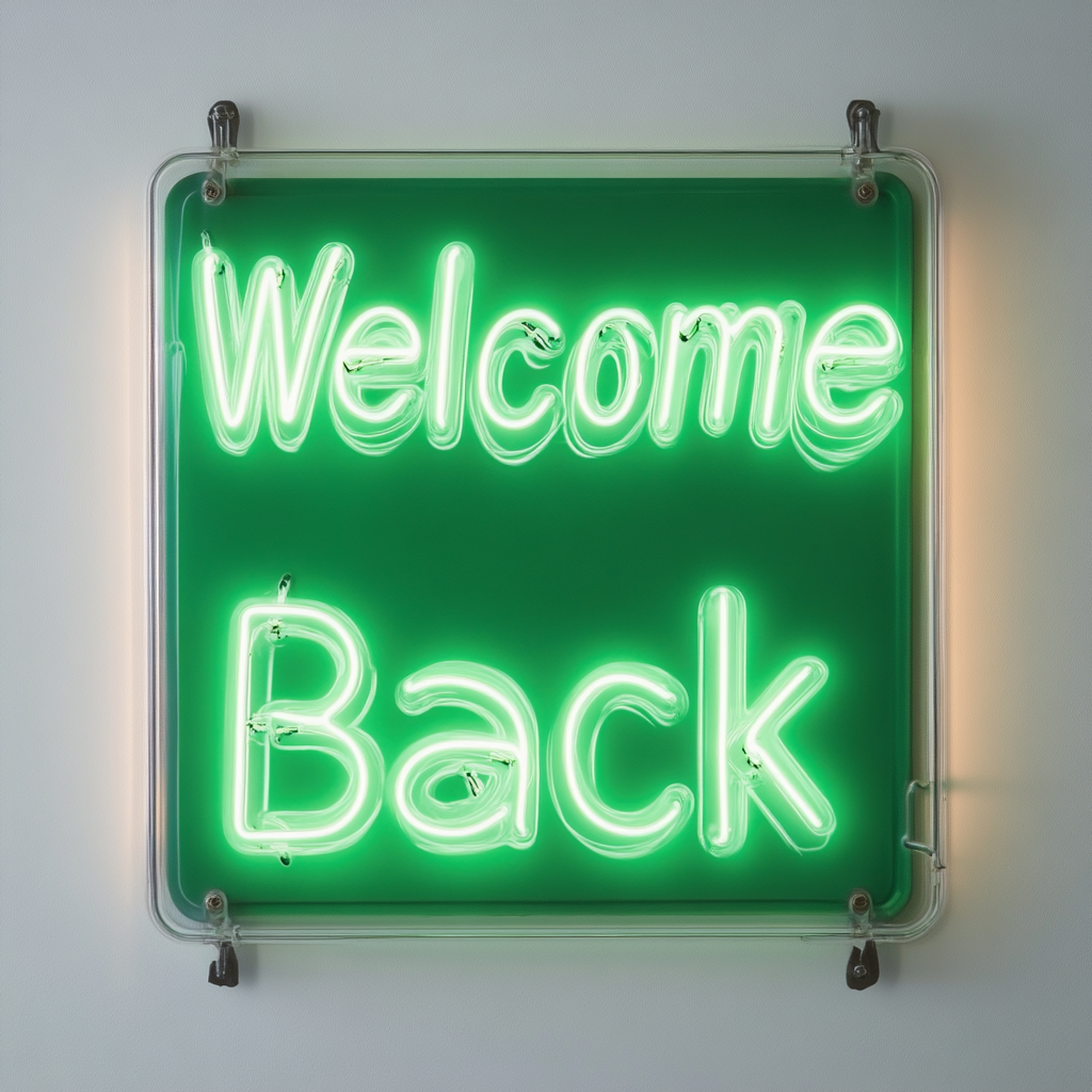 Welcome Back - Green Neon Sign, 24 Inches