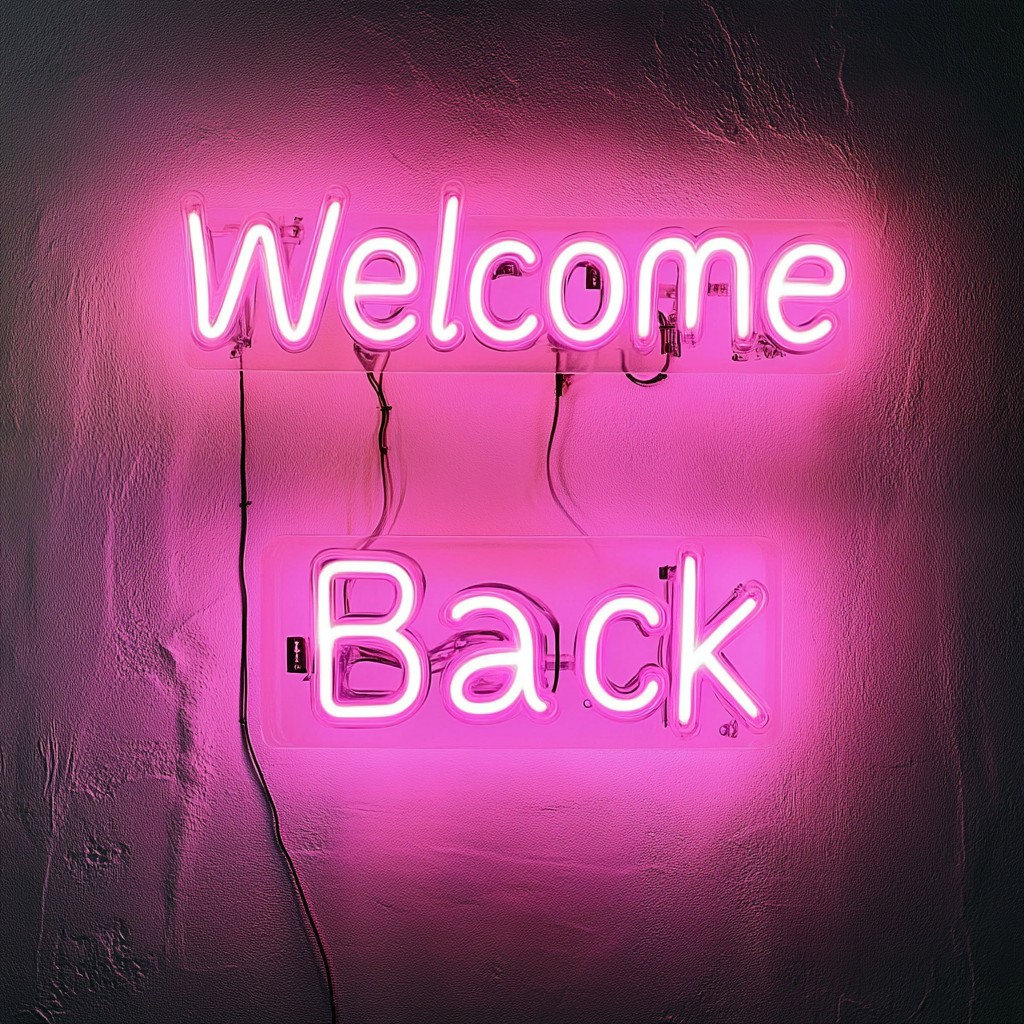Welcome Back - Pink Neon Sign, 18 Inches