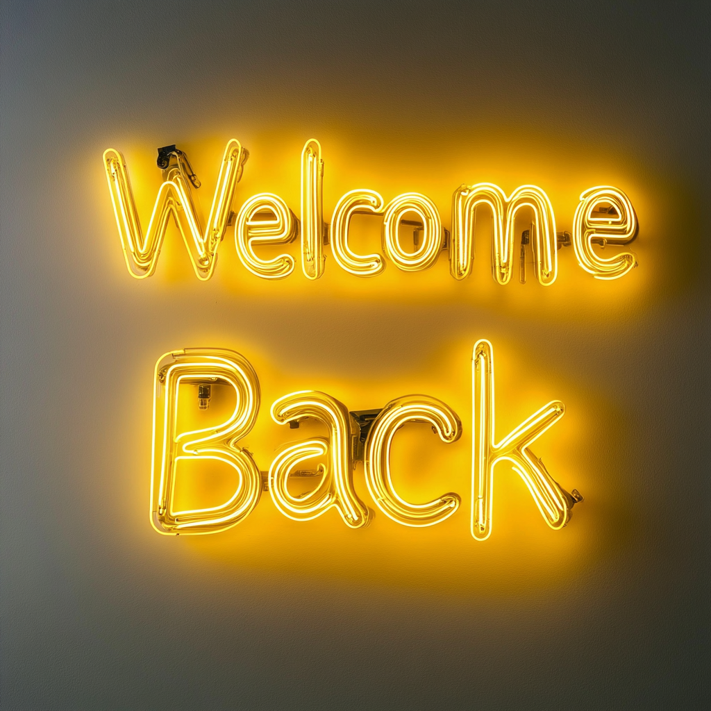 Welcome Back - Yellow Neon Sign, 18 Inches