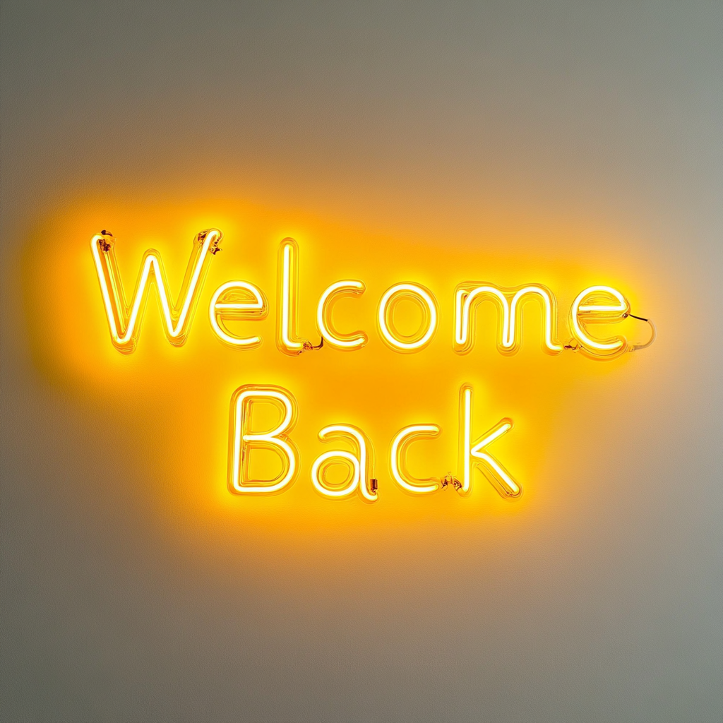 Welcome Back - Yellow Neon Sign, 24 Inches