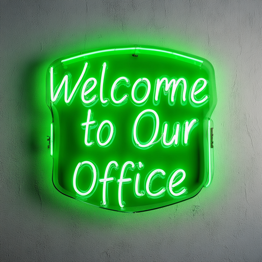 "Welcome to Our Office" - Green Neon Sign, 18 Inches
