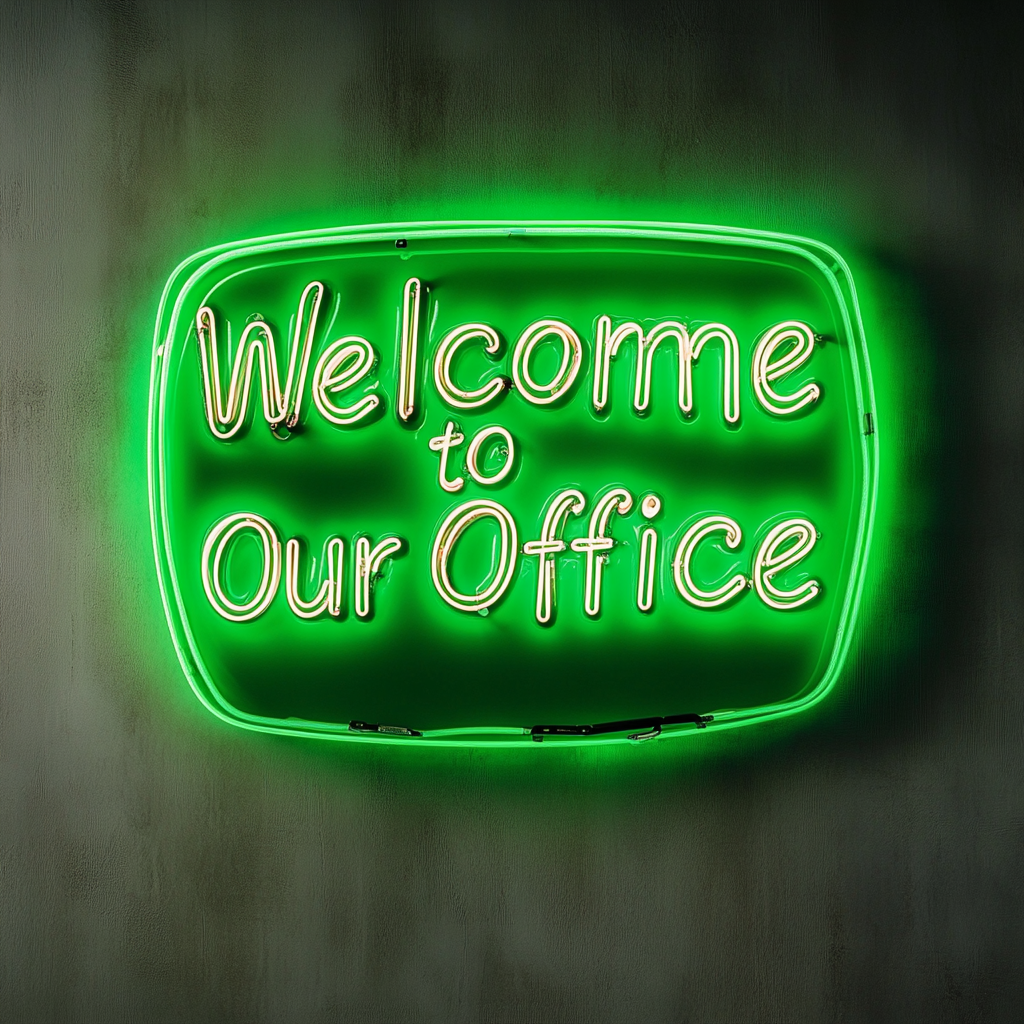 "Welcome to Our Office" - Green Neon Sign, 18 Inches