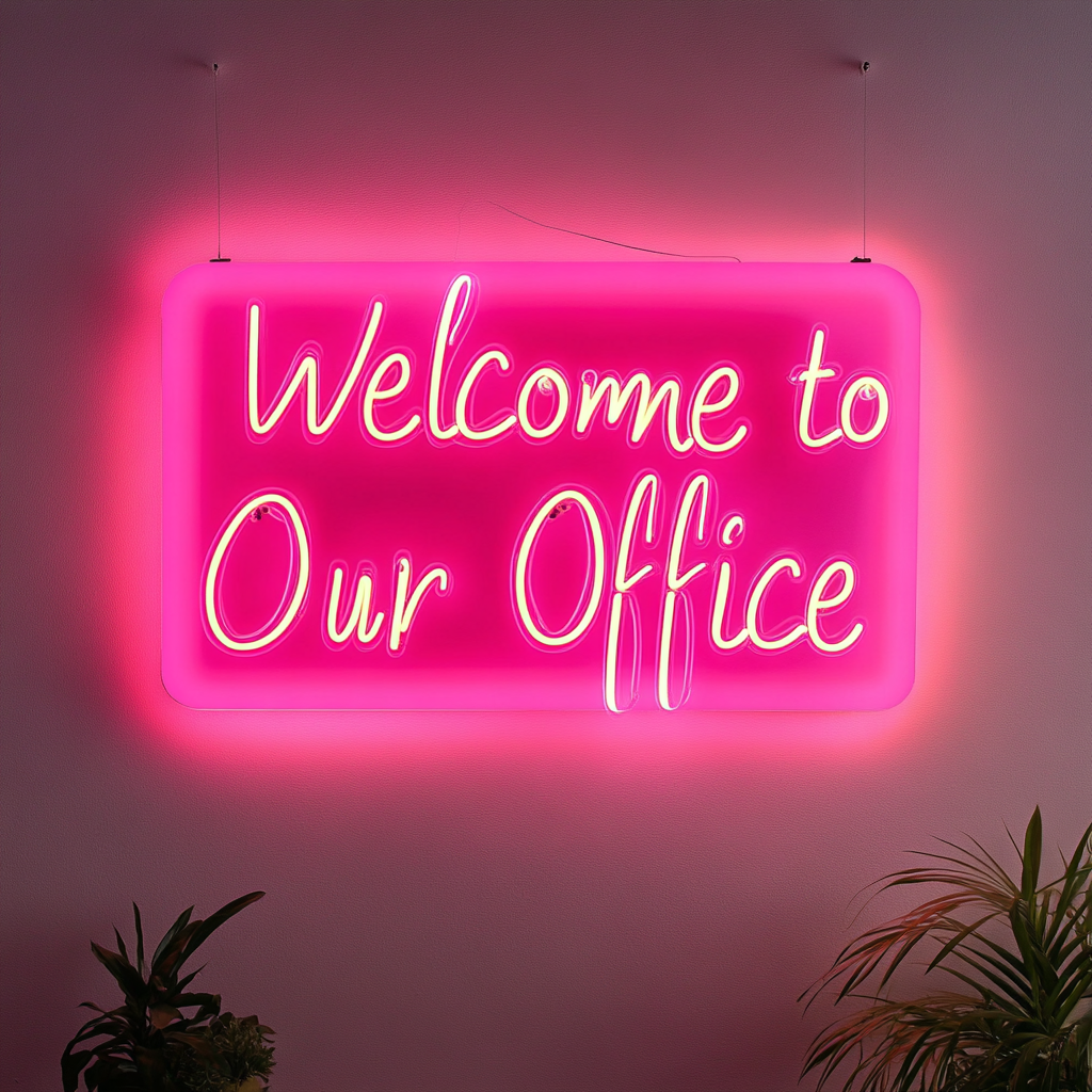 "Welcome to Our Office" - Pink Neon Sign, 18 Inches