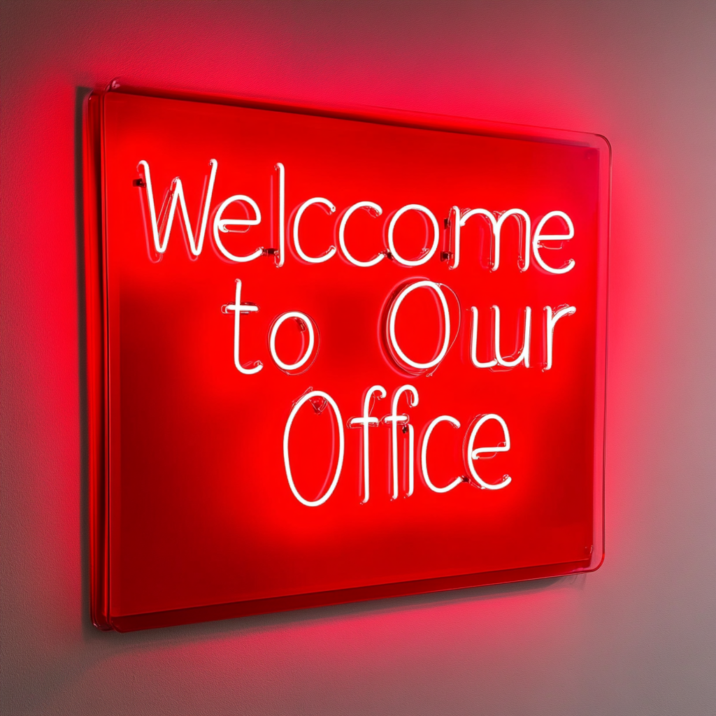 "Welcome to Our Office" - Red Neon Sign, 18 Inches
