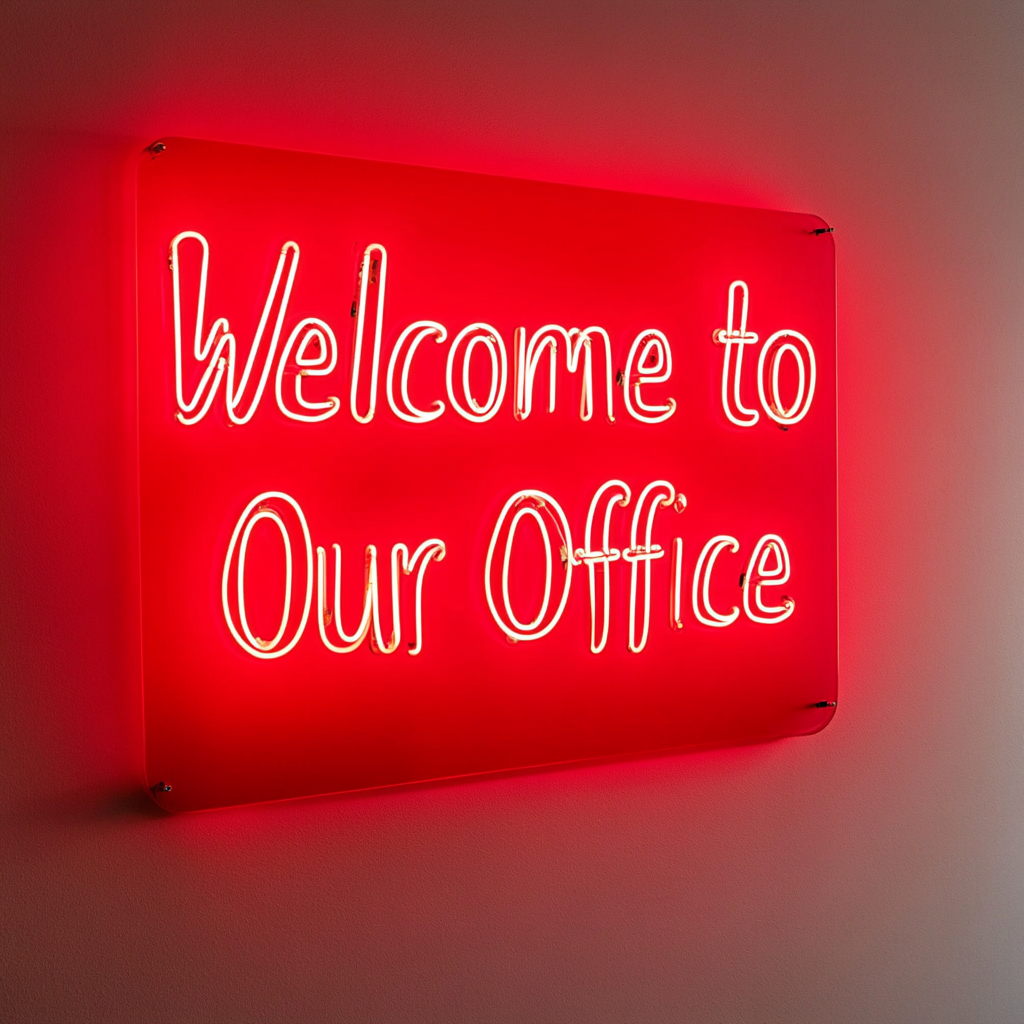 "Welcome to Our Office" - Red Neon Sign, 18 Inches
