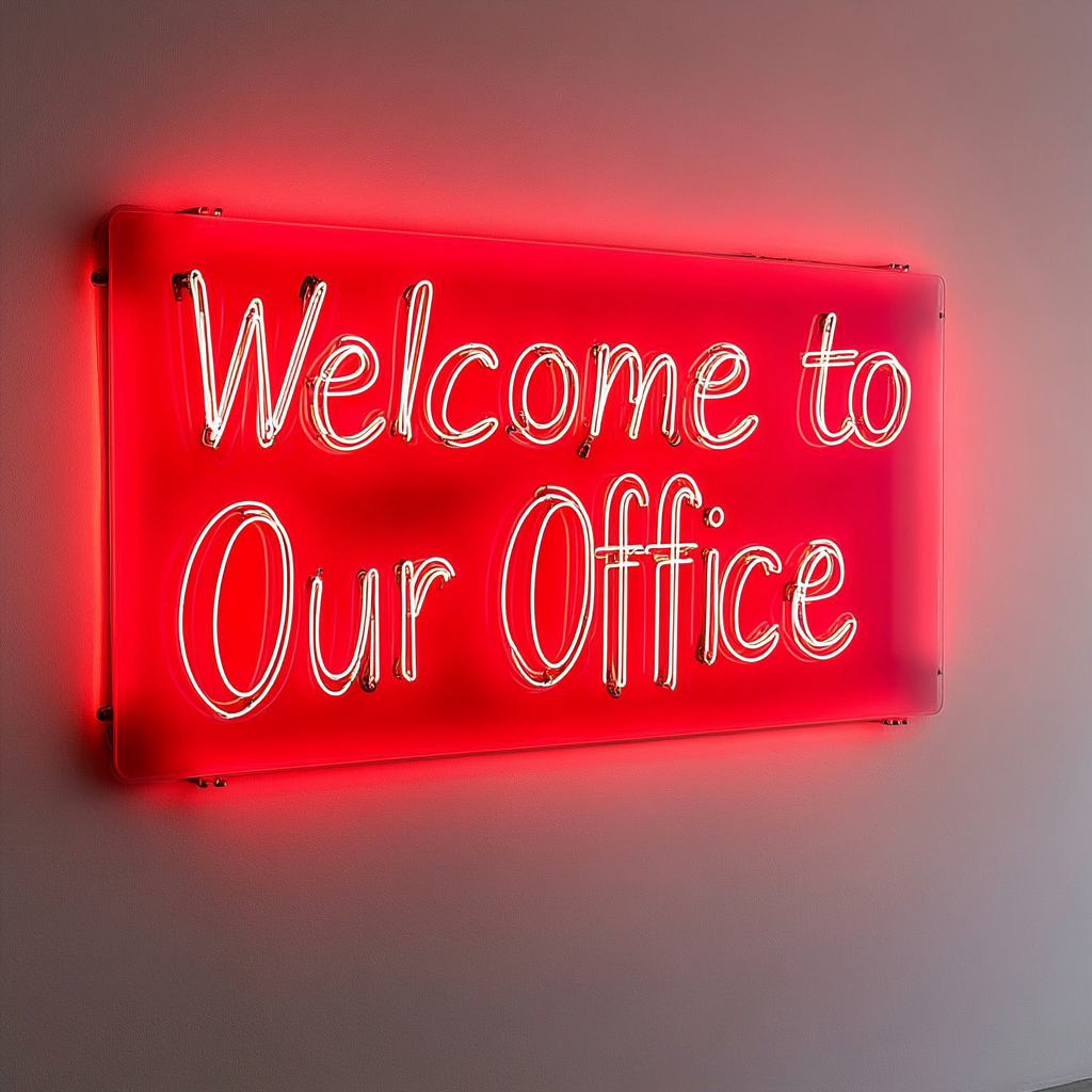 "Welcome to Our Office" - Red Neon Sign, 18 Inches
