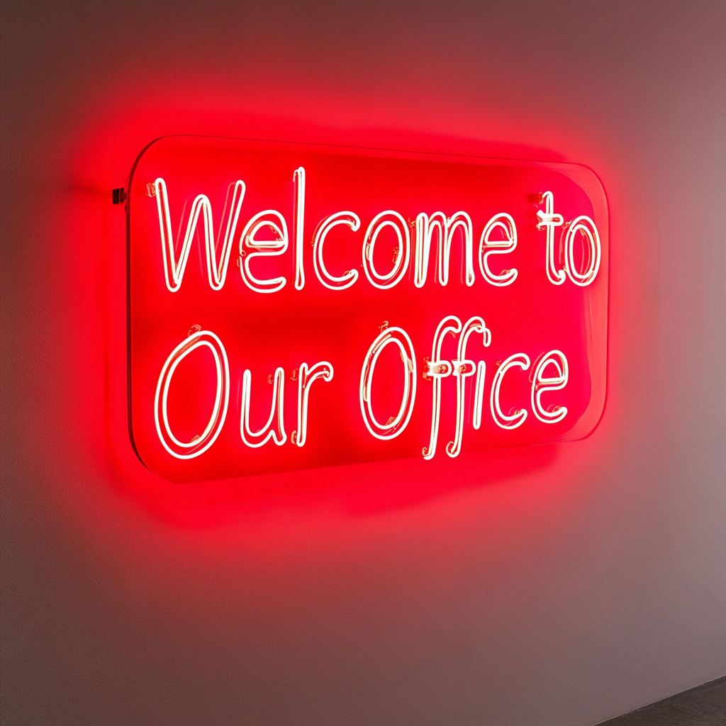 "Welcome to Our Office" - Red Neon Sign, 18 Inches