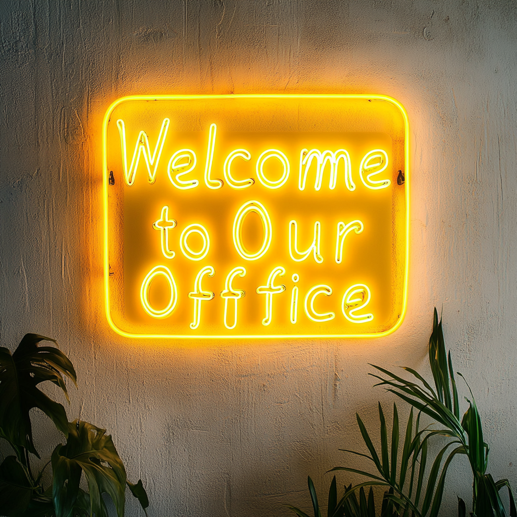 "Welcome to Our Office" - Yellow Neon Sign, 18 Inches