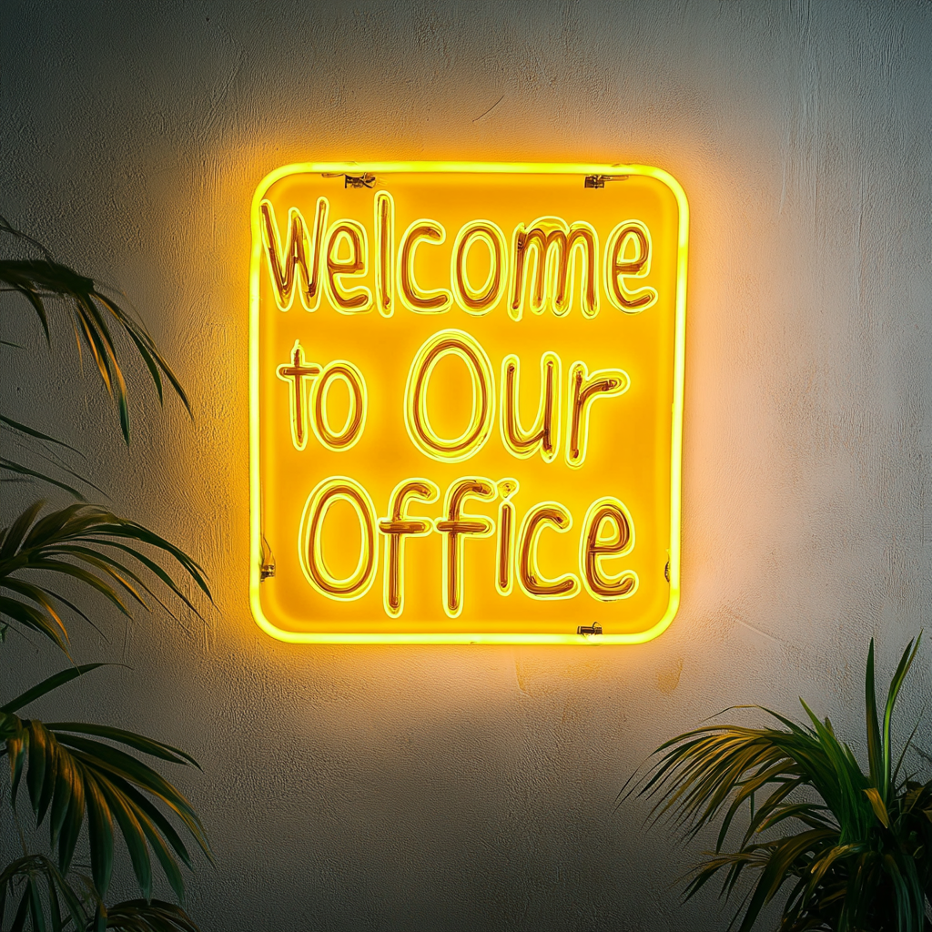 "Welcome to Our Office" - Yellow Neon Sign, 18 Inches