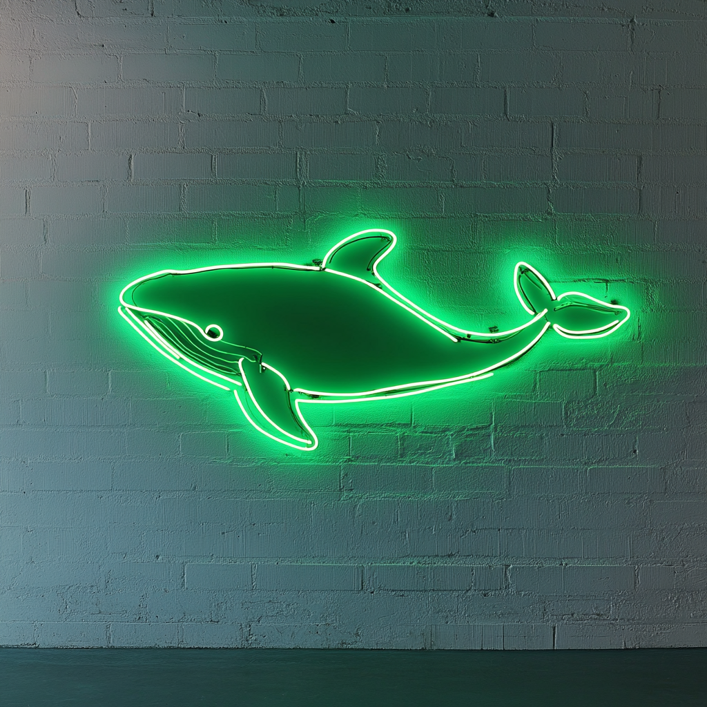 Whale - Green Neon Sign, 24 Inches
