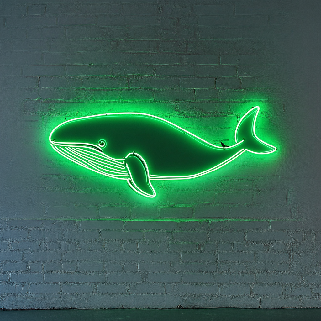 Whale - Green Neon Sign, 18 Inches