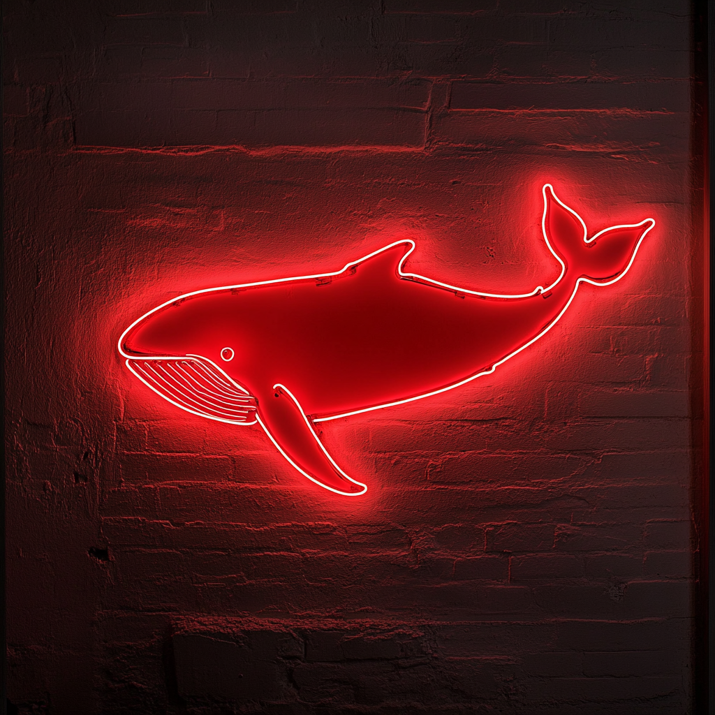 Whale - Red Neon Sign, 18 Inches