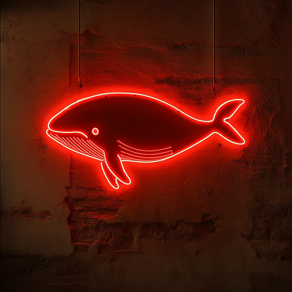Whale - Red Neon Sign, 24 Inches