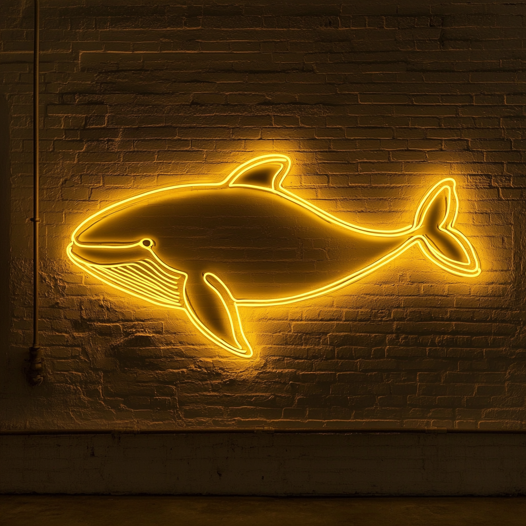 Whale - Yellow Neon Sign, 18 Inches
