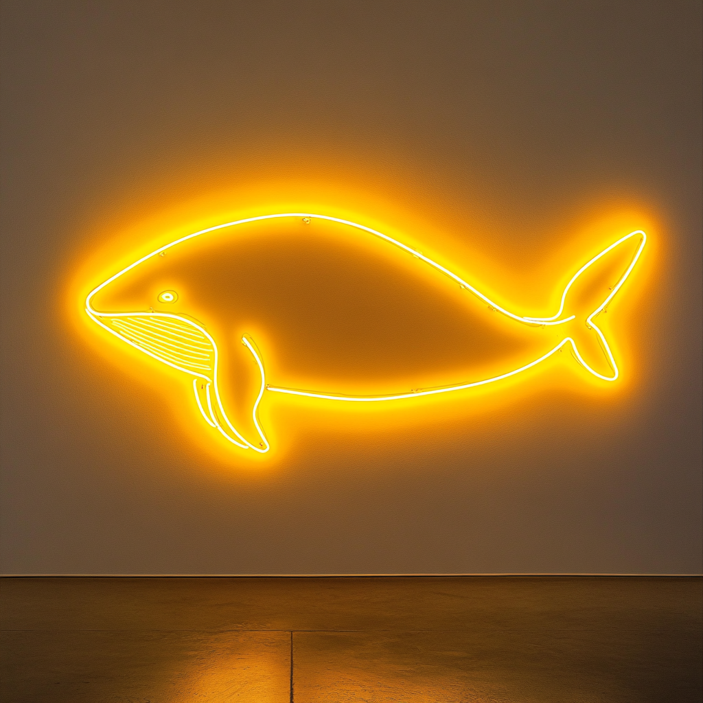 Whale - Yellow Neon Sign, 18 Inches