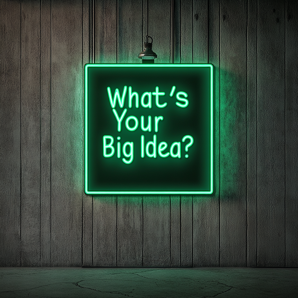 "What’s Your Big Idea?" - Green Neon Sign, 18 Inches