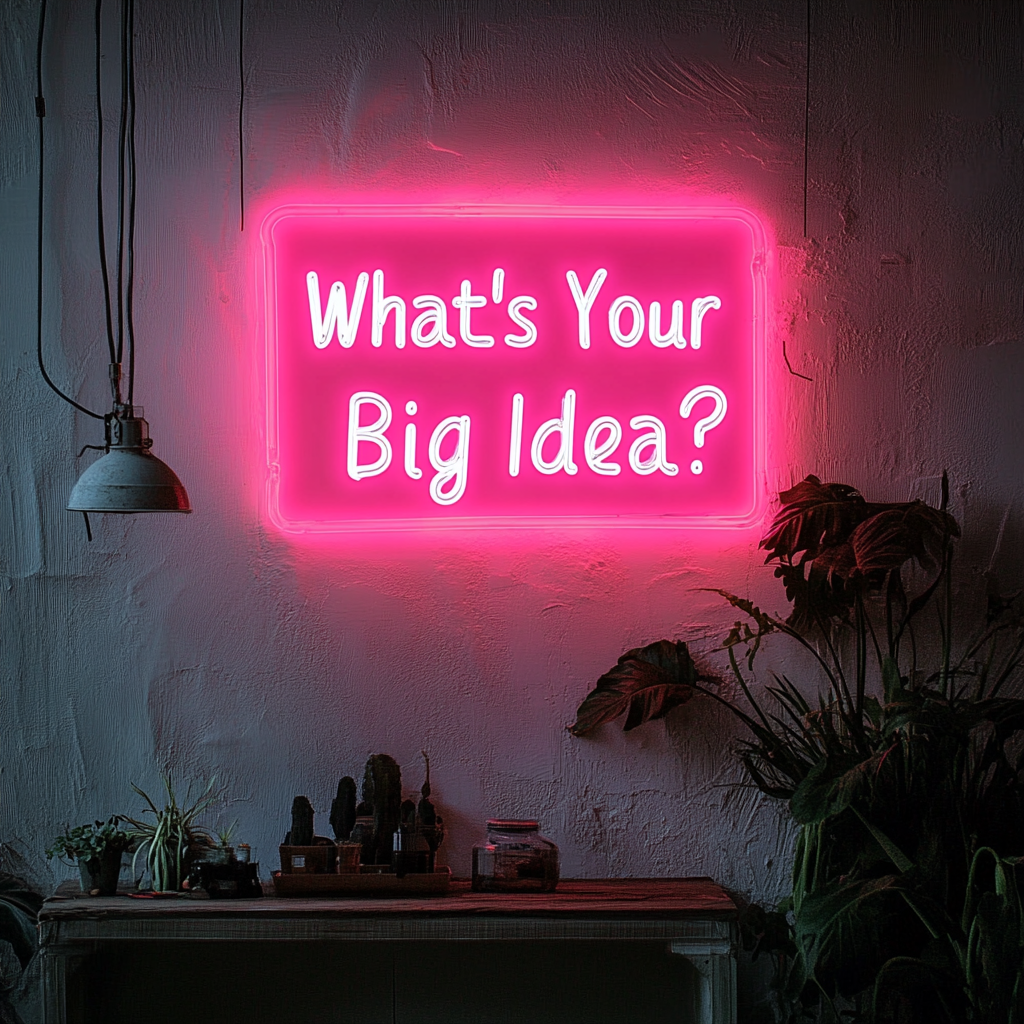 "What’s Your Big Idea?" - Pink Neon Sign, 18 Inches